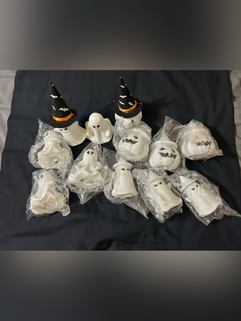 White Halloween light up Ghosts – Set of 12